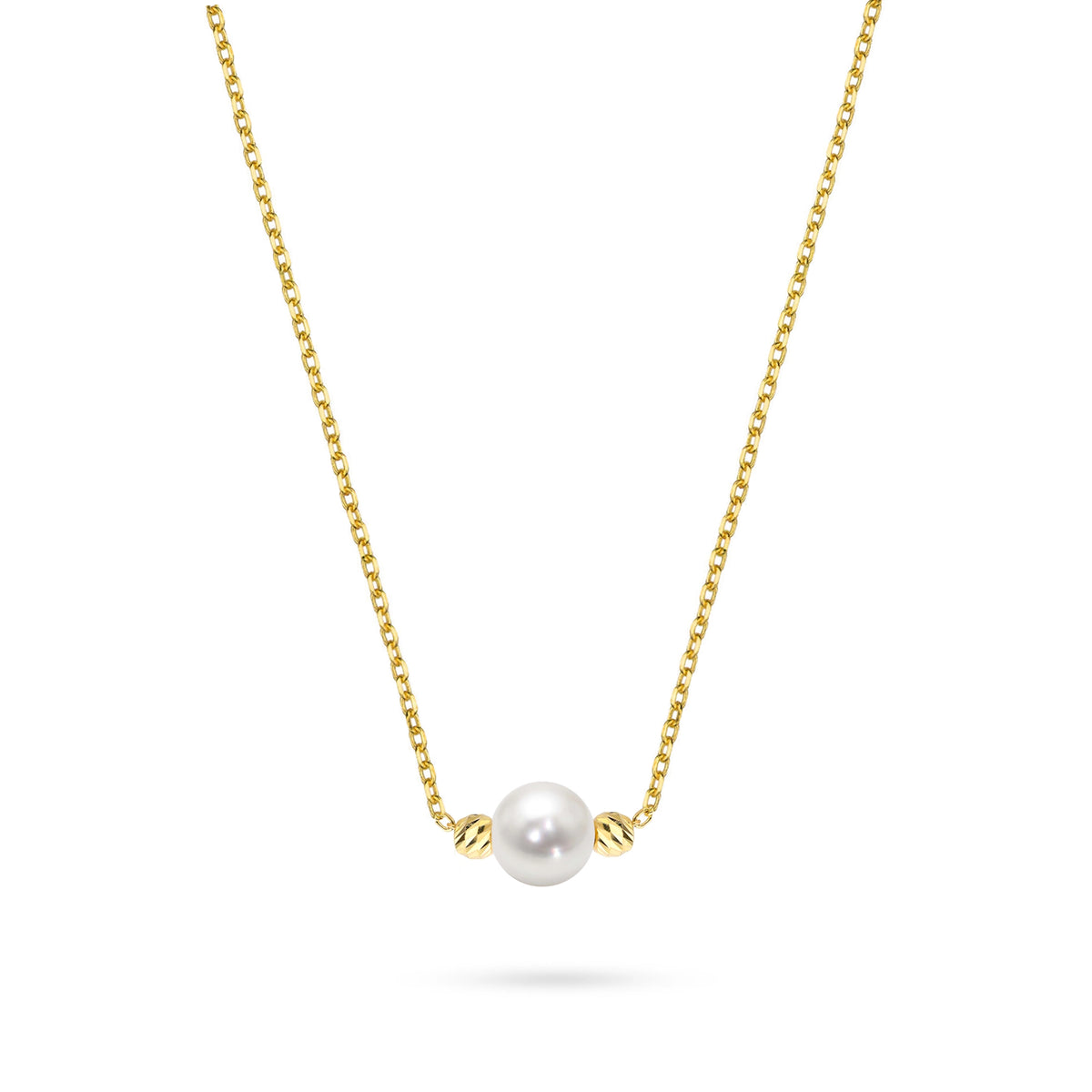 Klassische Halskette aus 14 Karat (585) Gold mit diamantgeschliffenen Perlen im Vintage-Stil. Bestellen Sie ein Geschenk für Mutter, Freundin oder Verlobte.