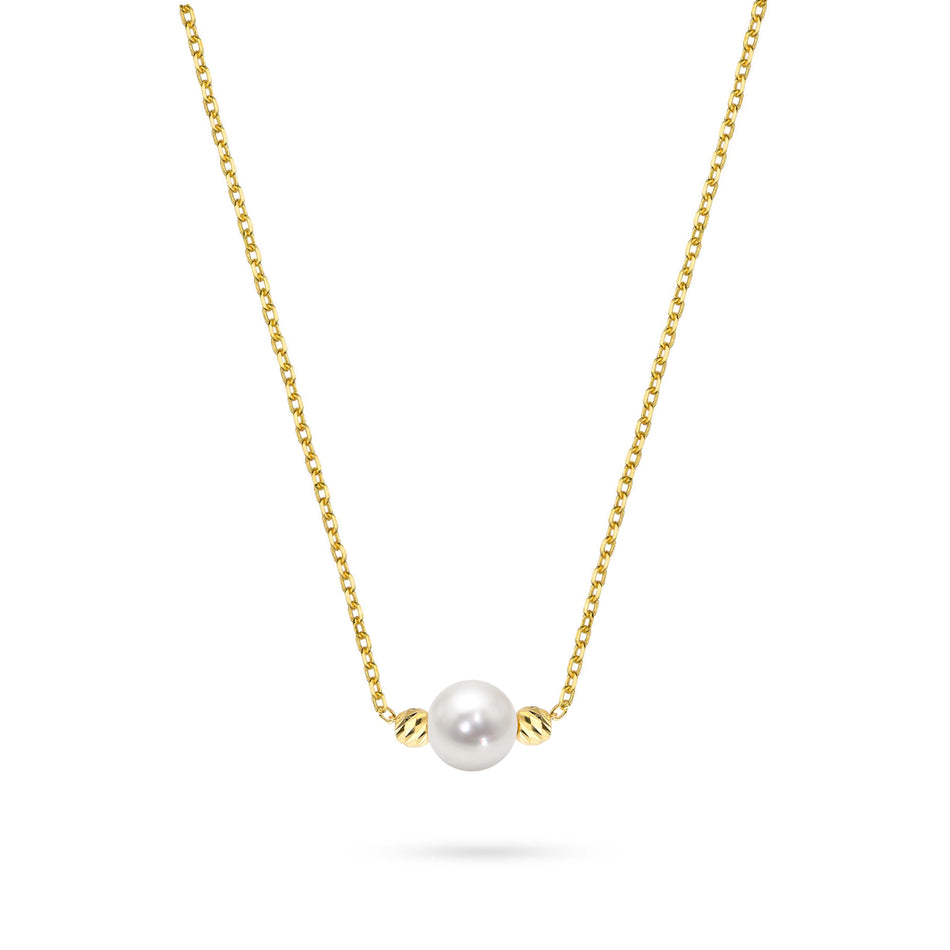 Gold 14k(585) classic necklace with diamond cuted beads in vintage style. Order a gift for mother, girlfriend or fiancee.