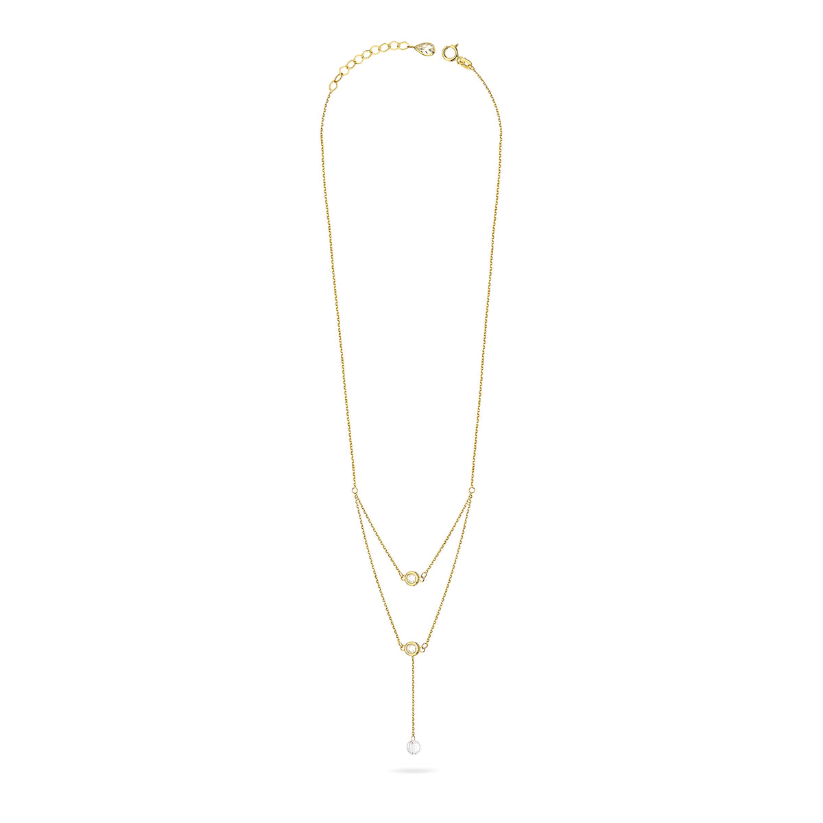 Kaskadenkette aus 14-karätigem (585) Gold mit weißem Zirkonia im Vintage-Stil. Bestellen Sie ein Geschenk für Mutter, Freundin oder Verlobte.