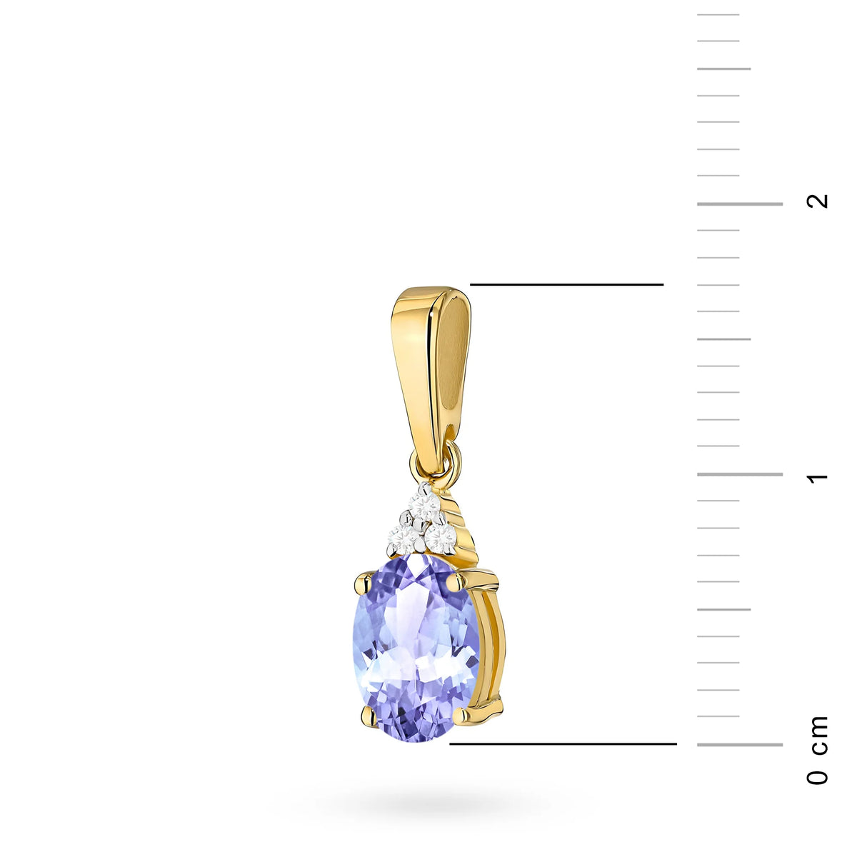 Der Anhänger besteht aus 14-karätigem (585) Gold. Unser Angebot umfasst verschiedene Arten von Ketten, Anhängern oder Halsketten. Oval geschliffener Tansanit 0,70 ct und 3 Diamanten 0,026 ct.