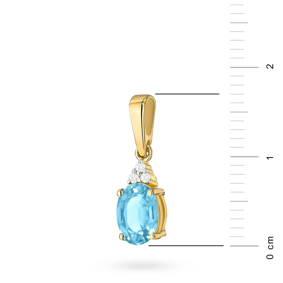 Anhänger aus hochwertigem 14K(585) Gold. Unser Angebot umfasst verschiedene Arten von Ketten, Anhängern, Halsketten. Oval geschliffener Topas 0,90 ct und 3 Diamanten 0,026 ct