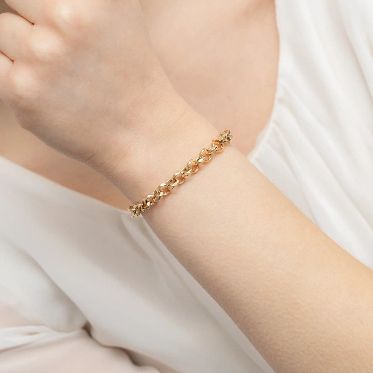 Massives 14 Karat Gold (585) Armband | Rundankermuster | Klassisch Robust Elegant Feiner Schmuck Zeitloses Geschenk