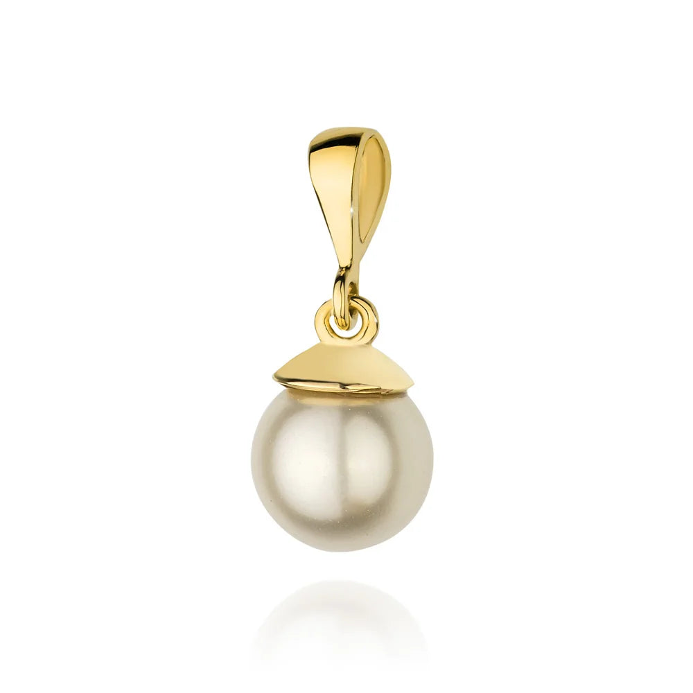 Anhänger aus 8K (333) Gold mit Perle und 3 Zirkonias im Vintage-Stil. Bestellen Sie ein Geschenk für Mutter, Freundin oder Verlobte.