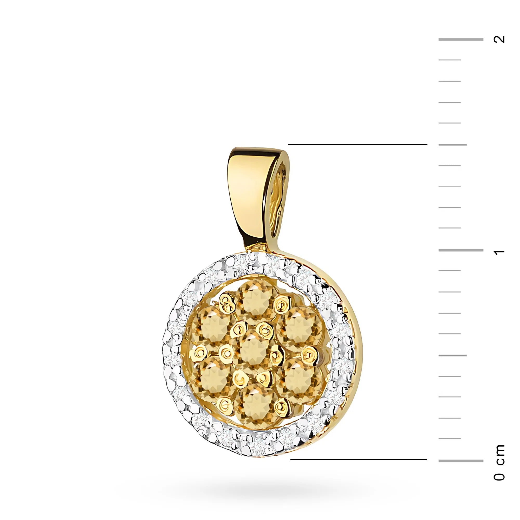 Goldanhänger mit zentralen bronzenen Diamanten und zusätzlichen weißen Diamanten.