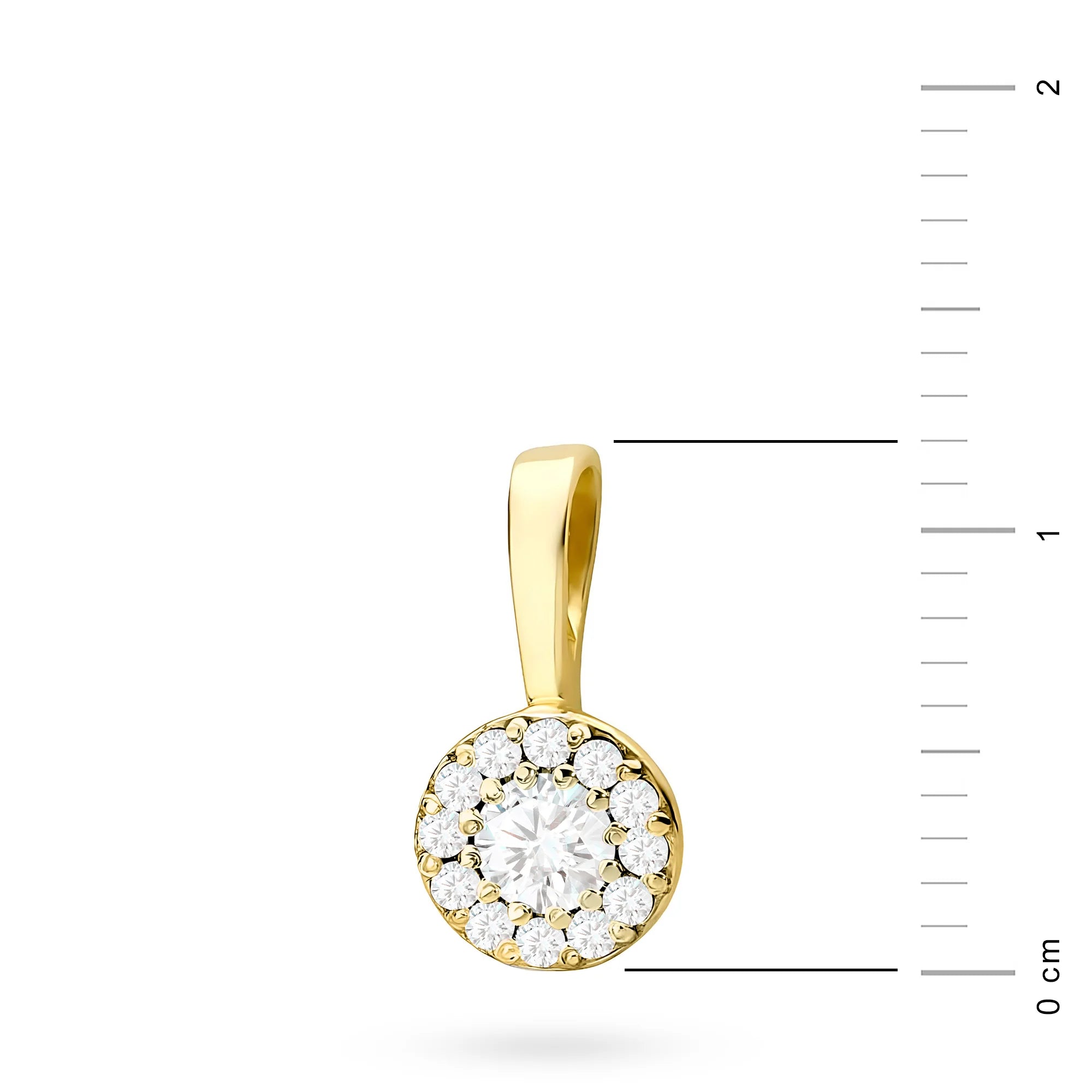 Gold Pendant with central Diamond and beset by smaller diamonds.