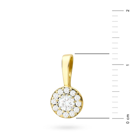 Gold Pendant with central Diamond and beset by smaller diamonds.