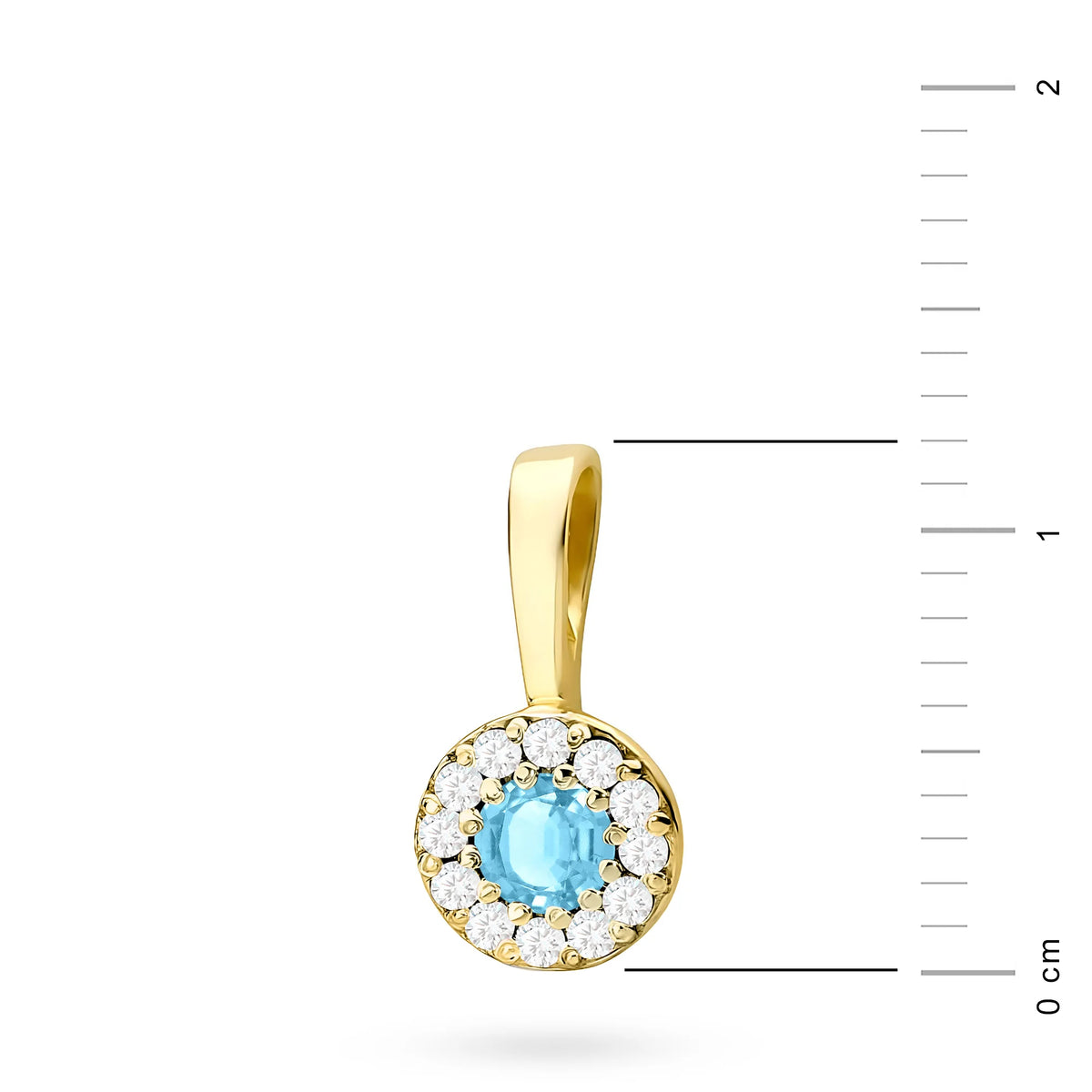 Runder Goldanhänger mit Topas und echten Diamanten in 3 Farben aus 14-karätigem (585) Gold.