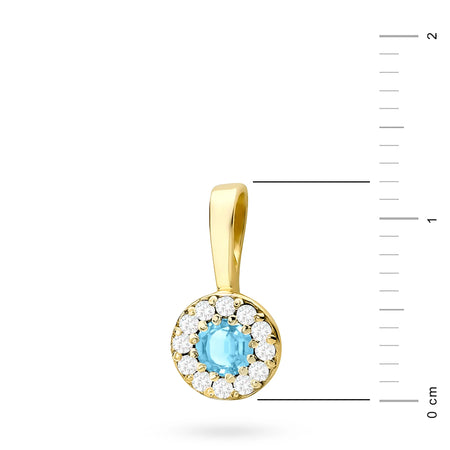 Runder Goldanhänger mit Topas und echten Diamanten in 3 Farben aus 14-karätigem (585) Gold.