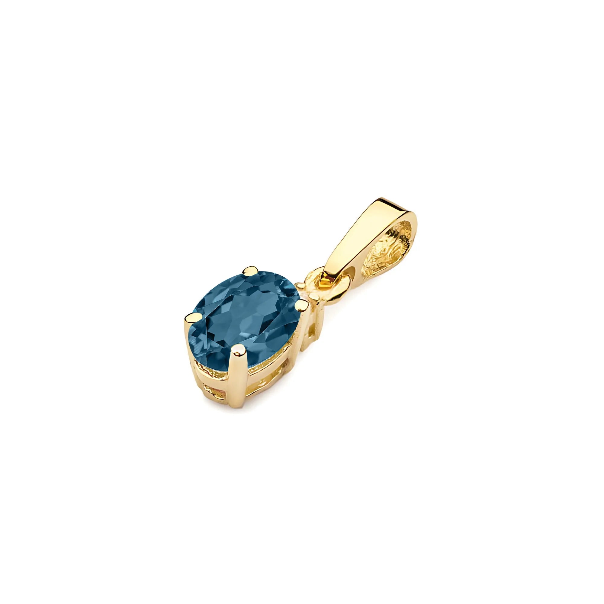Goldanhänger mit einem London Blue Topas und Diamant