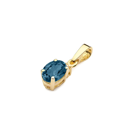 Goldanhänger mit einem London Blue Topas und Diamant