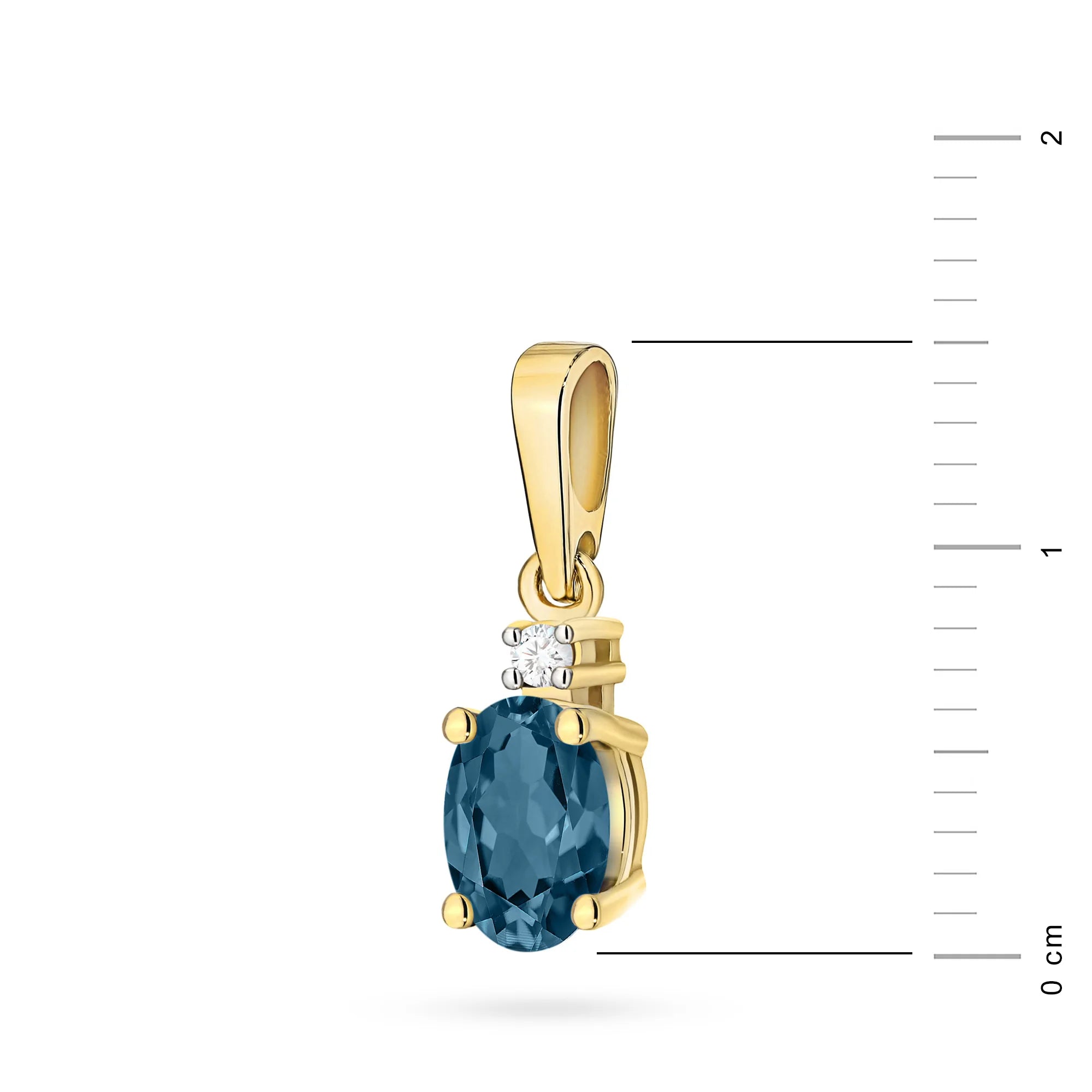 Goldanhänger mit einem London Blue Topas und Diamant