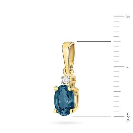 Goldanhänger mit einem London Blue Topas und Diamant
