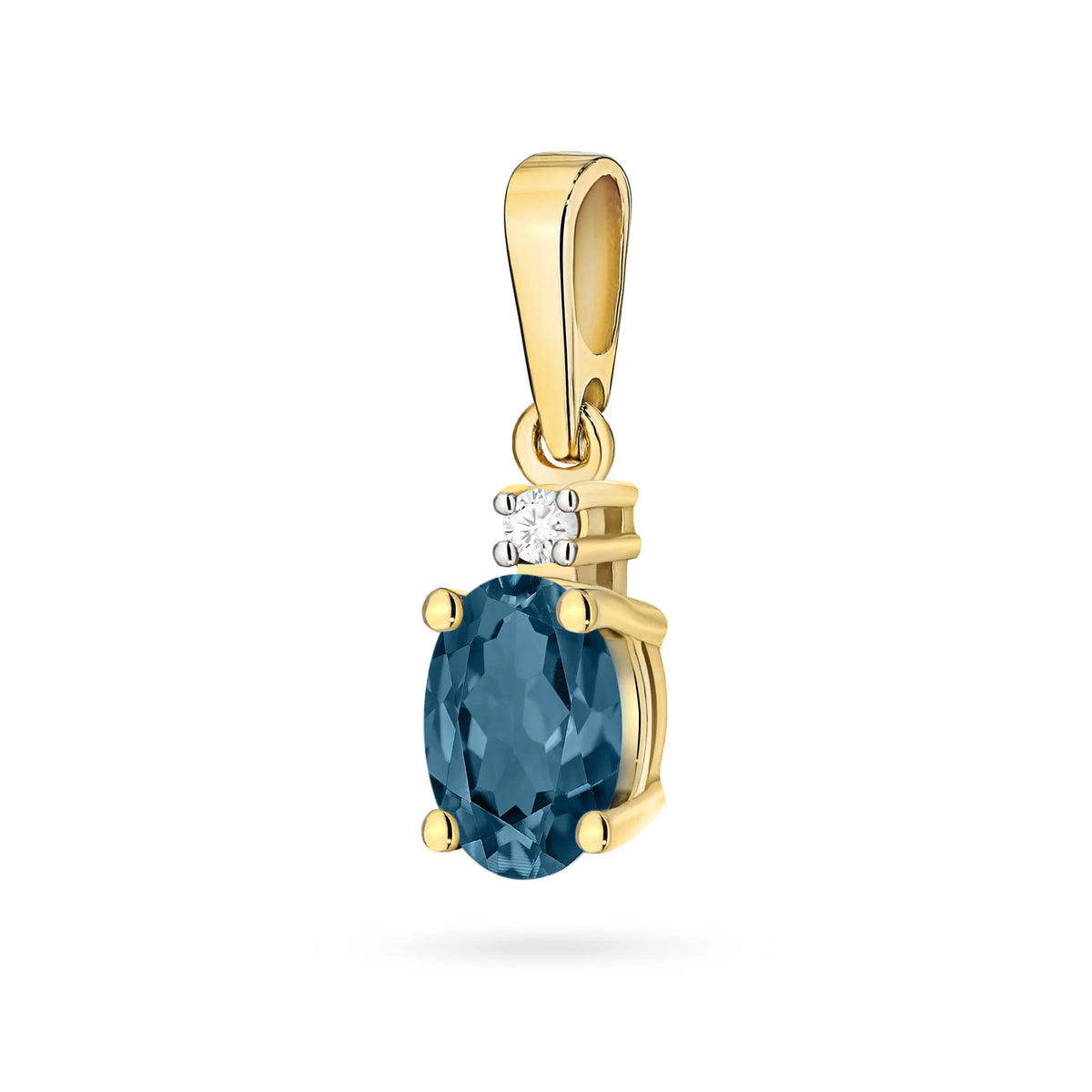 Goldanhänger mit einem London Blue Topas und Diamant