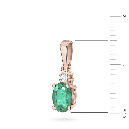 Anhänger aus Roségold mit ovalem Smaragd und zusätzlichen Diamanten.