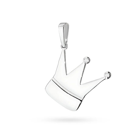 Anhänger in Form einer Krone aus Weißgold mit echten Diamanten in 3 Farben aus 14-karätigem (585) Gold.