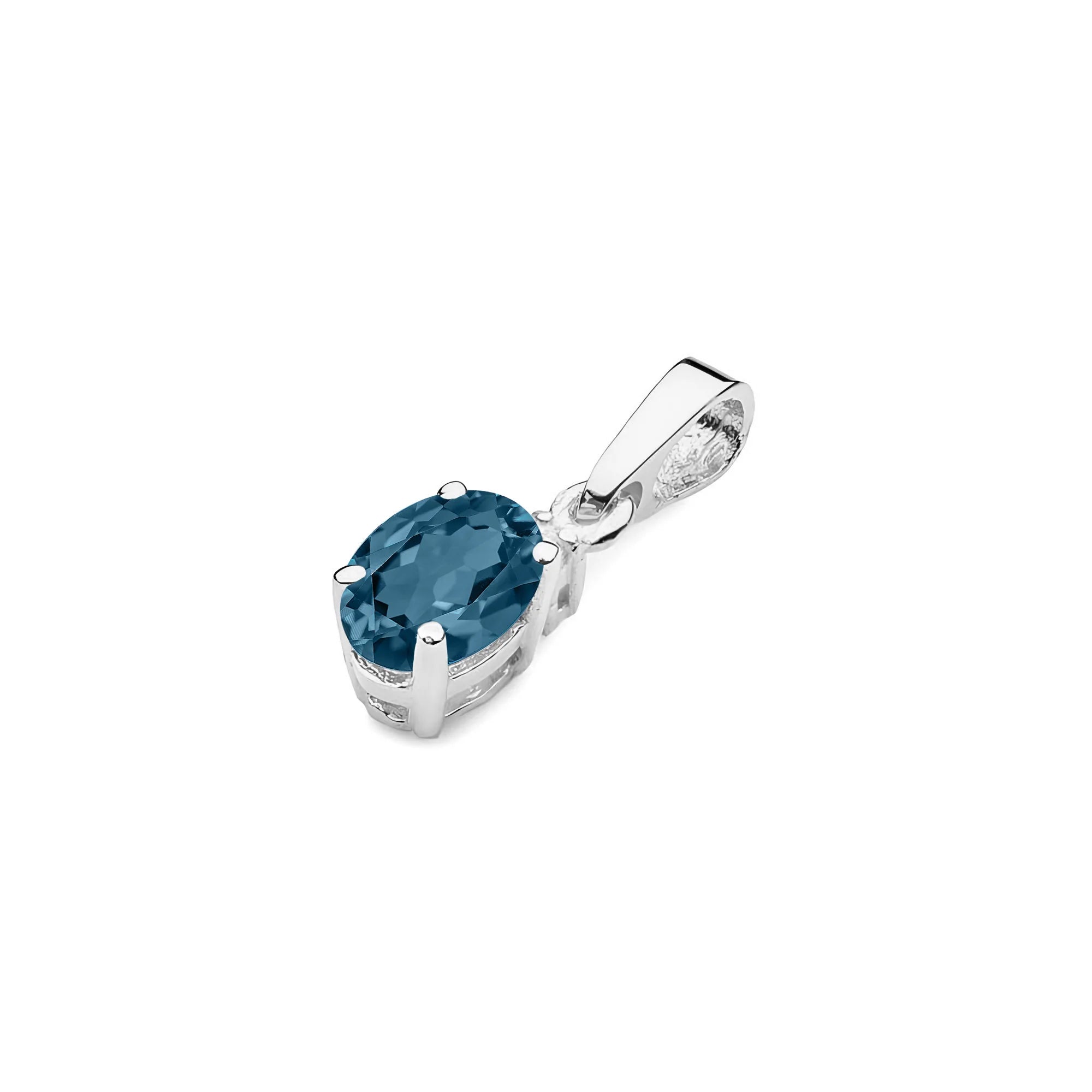 Anhänger aus Weißgold mit London-Blue-Topas und Diamant