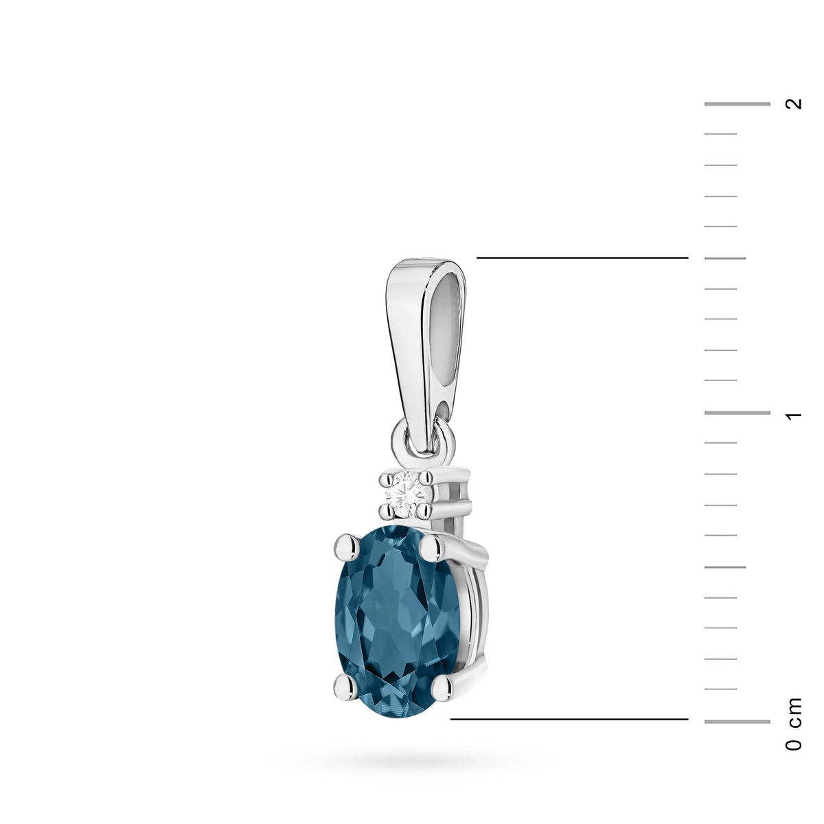 Anhänger aus Weißgold mit einem London Blue Topas und Diamant