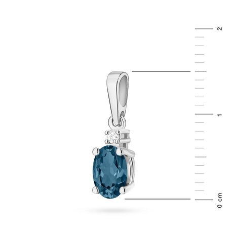 Anhänger aus Weißgold mit einem London Blue Topas und Diamant