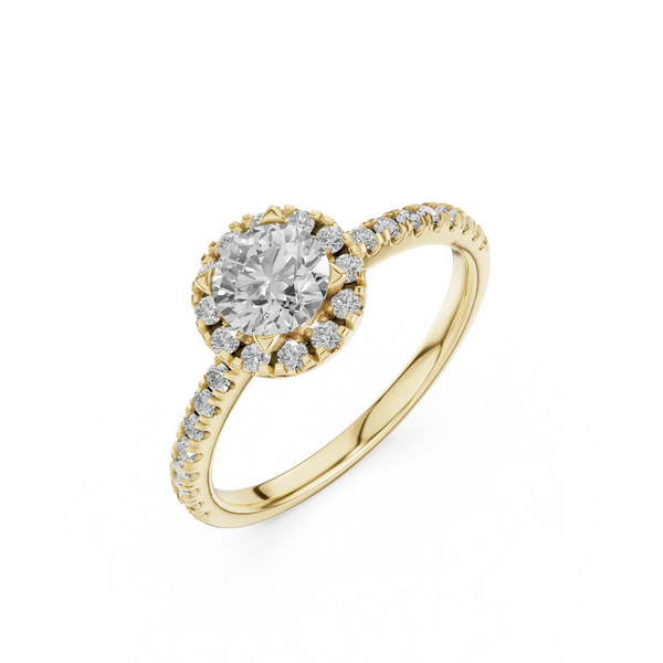 14K yellow gold GREMARI Seven Icon ring with 0.50 ct round-cut lab-grown diamond