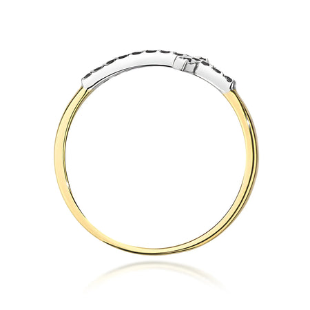 Goldring mit Kreuz aus 0,09 ct schwarzen Diamanten