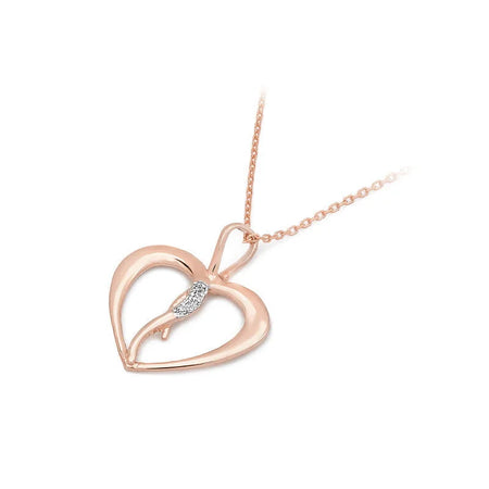 Rose Gold 14k(585) heart-shaped pendant with 0.026ct diamonds. Make someone you love happy.