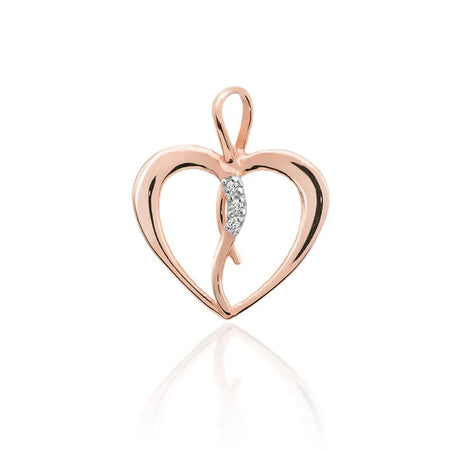 Rose Gold 14k(585) heart-shaped pendant with 0.026ct diamonds. Make someone you love happy.