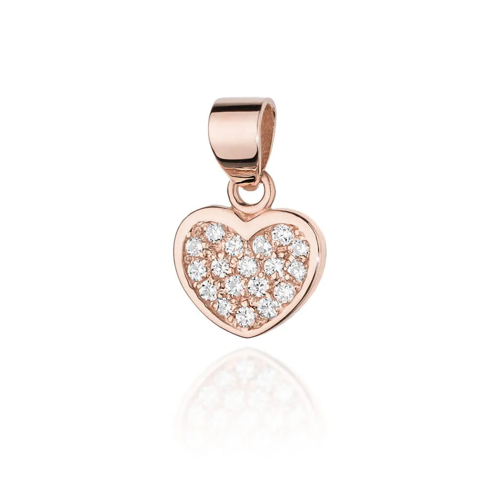 Anhänger aus 14-karätigem Roségold mit 0,155 ct Diamanten. Ausgezeichnetes Geschenk. Die Echtheit des Diamanten wird durch ein Zertifikat bestätigt.