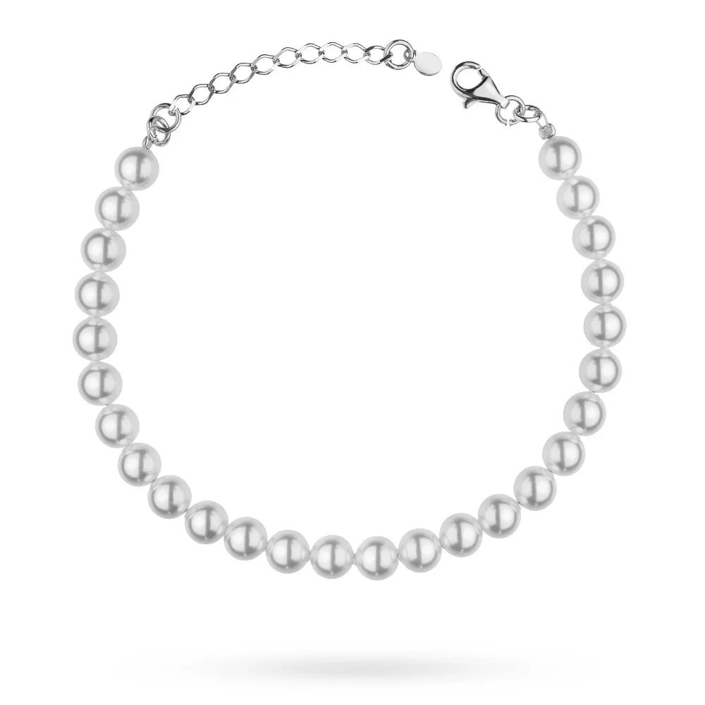 Silber (925) Brautarmband mit Perlen im Vintage-Stil. Bestellen Sie ein Geschenk für Mutter, Freundin oder Verlobte.
