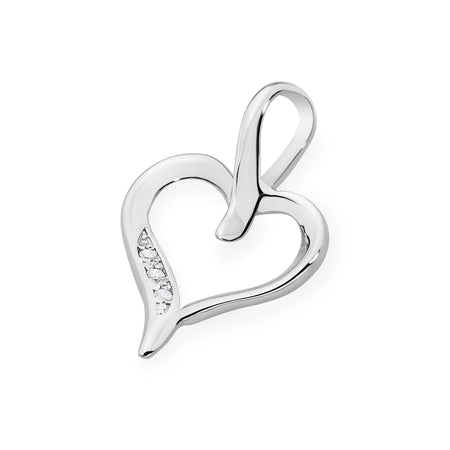 White Gold heart-shaped pendant with embedded 0.015ct  diamonds. Uniq gift for loved once.