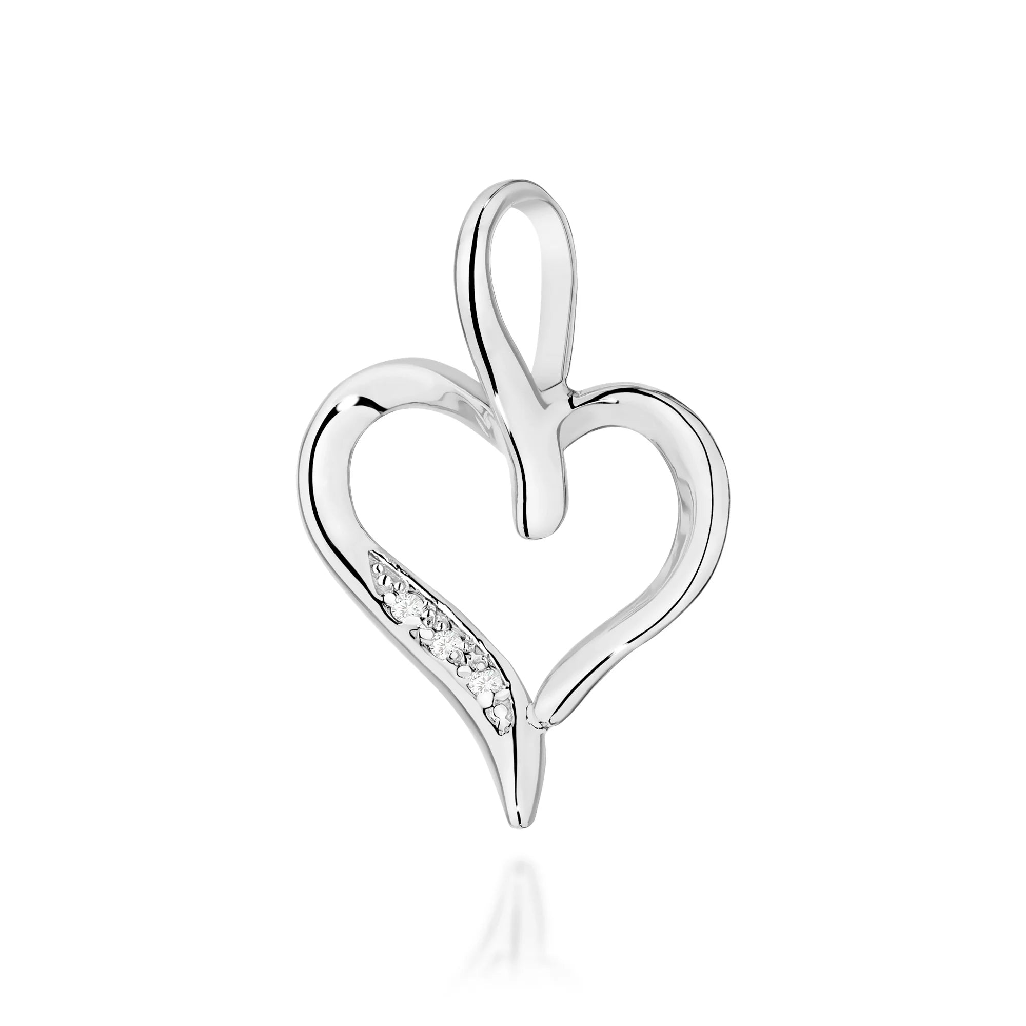 White Gold heart-shaped pendant with embedded 0.015ct  diamonds. Uniq gift for loved once.
