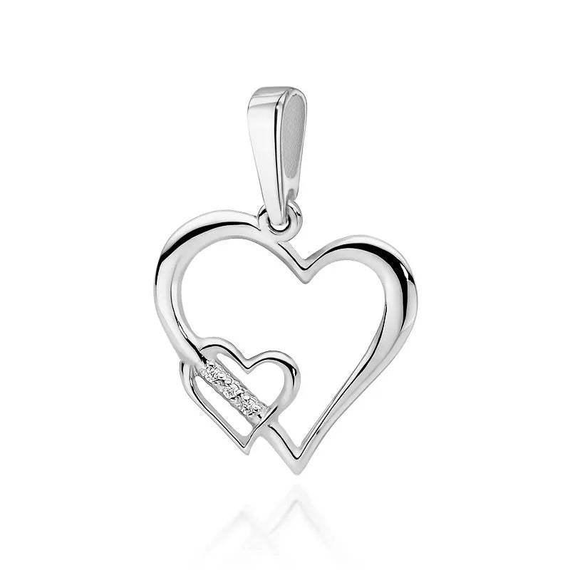 White Gold heart-shaped pendant with embedded 0.015ct diamonds. Uniq gift for loved once.