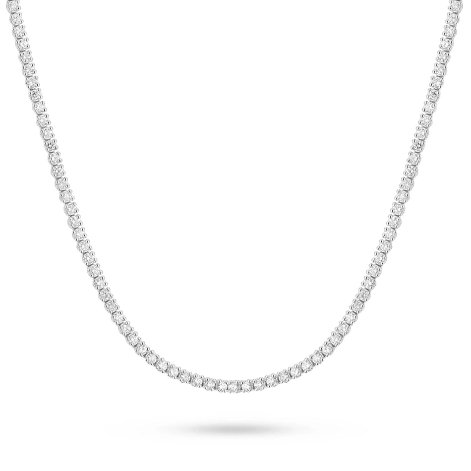 Diese Halskette aus 14-karätigem Gold mit 115 Diamanten von je 0,06 ct verkörpert zeitlose Schönheit. Perfekt als Geschenk.